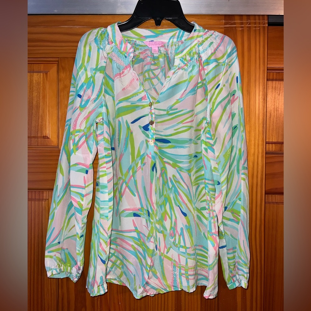 Lily Pulitzer Women’s Elsa 100% silk long sleeve